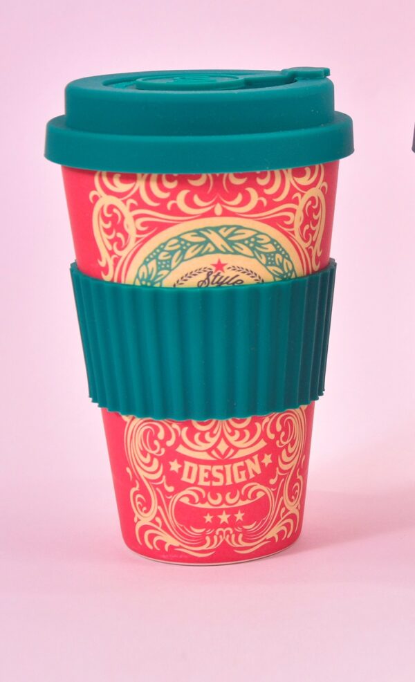 Mug Green 400 ML Ref Corazón - Fibra De Bambú - Image 3